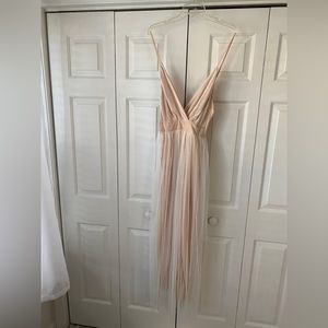 Cream/blush long flowy dress with tulle